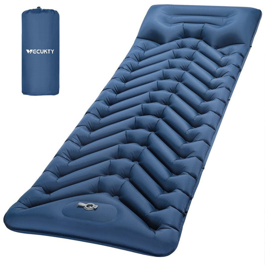VECUKTY Inflatable Camping Sleeping Pads with Pillow, Camping Air Mat with Pump, Upgraded Ultralight Durable Waterproof Compact Air Mattress Tent Backpacking Traveling Hiking Outdoor Trip