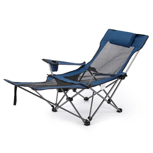 Walmeck 2 in 1 Folding Camping Chair Portable Adjustable Reclining Chair with Removable Footrest for Camping Fishing Beach Picnics