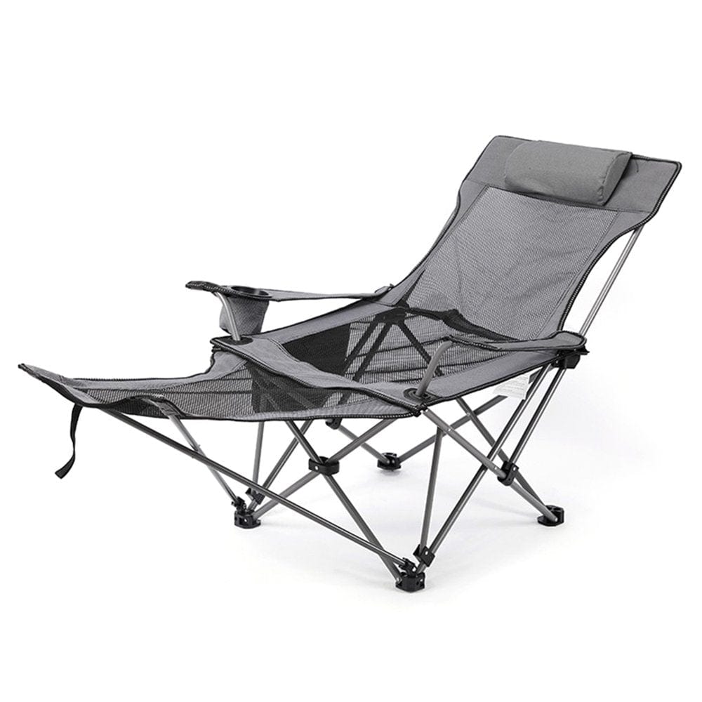 Walmeck 2 in 1 Folding Camping Chair Portable Adjustable Reclining Chair with Removable Footrest for Camping Fishing Beach Picnics