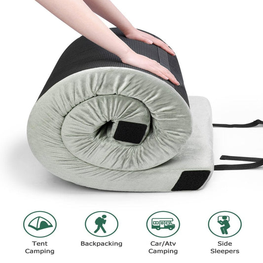 Willpo Certipur-Us Memory Foam Camping Mattress [Single:75"X30"X2.75" Twin 75"X38"X2.75"] Portable Sleeping Pad Floor Guest Bed Lightweight Outdoor Tent Mattress Removable Waterproof Cover Travel Bag