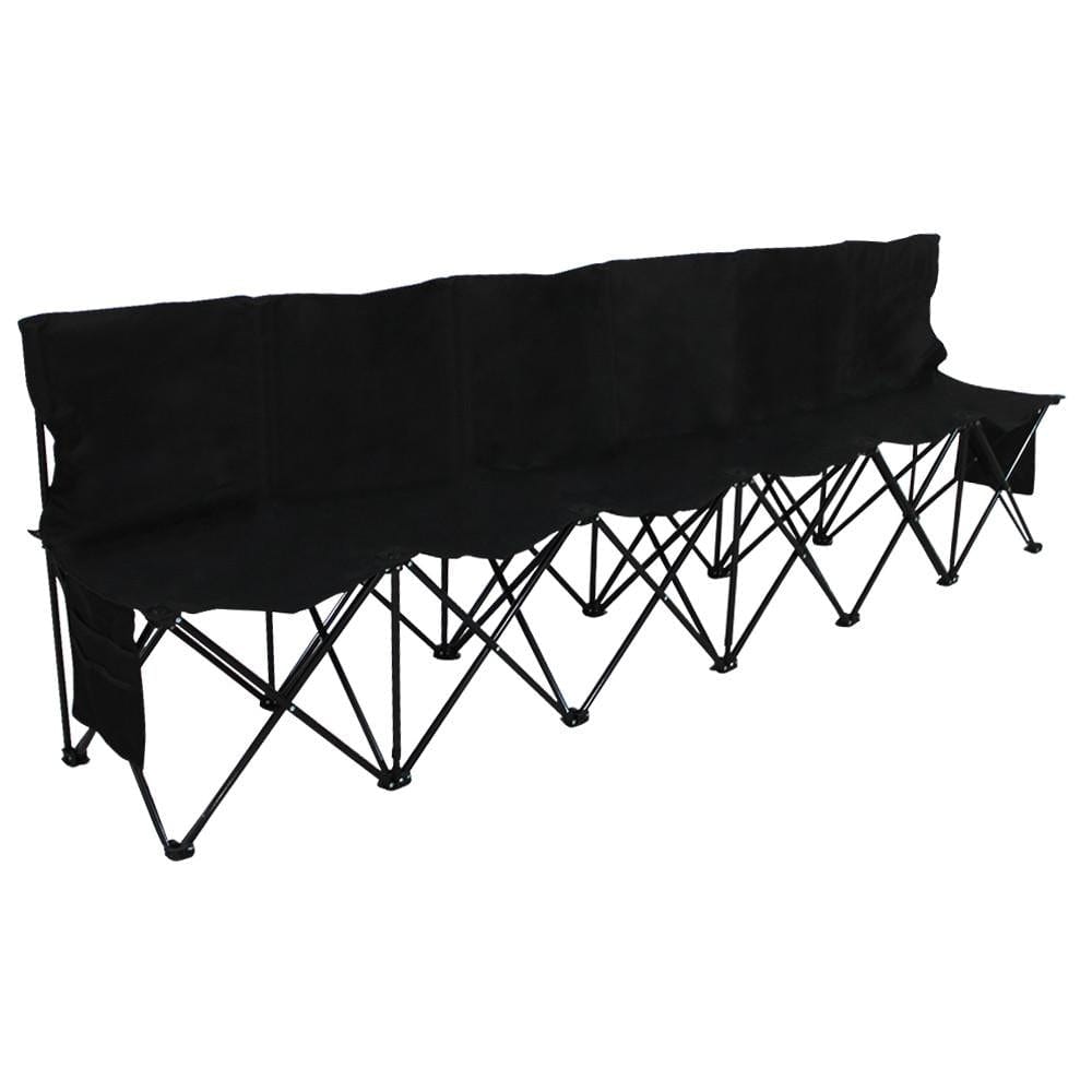 Yaheetech 6 Seats Portable Folding Bench for Sports Camping, Black