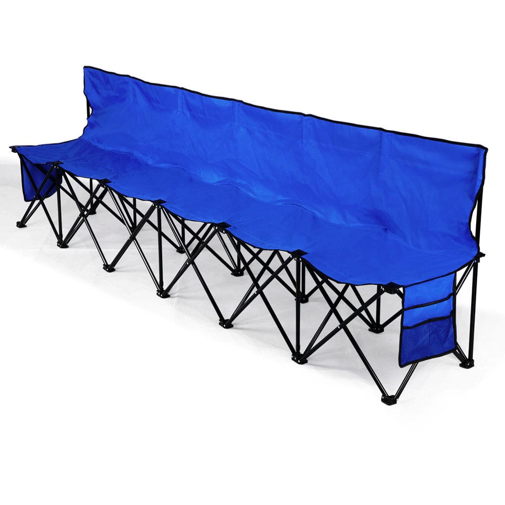 Yaheetech 6 Seats Portable Folding Bench for Sports Camping, Black