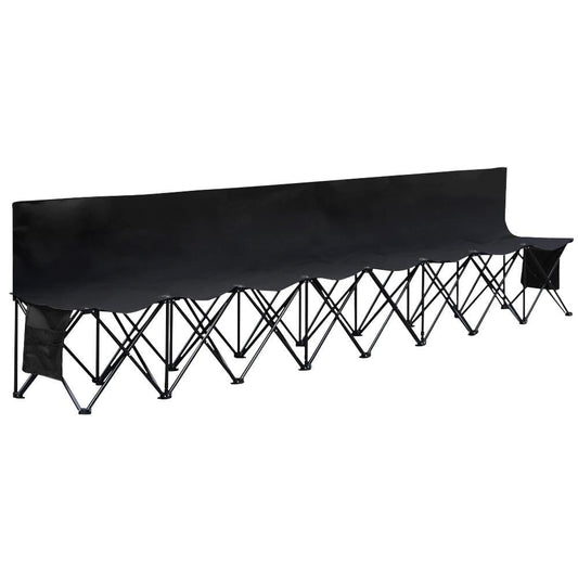 Yaheetech 8 Seats Portable Folding Bench Camping Bench Chairs with Backrest, Black