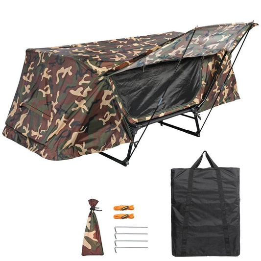Yescom Single Tent Cot Folding Portable Waterproof Camping Hiking Bed Rain Fly Bag, Camouflage