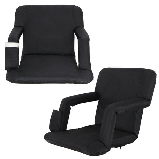 Zensports 2PCS Portable Stadium Seat Chair for Bleacher Waterproof & Anti-Slip Base Black